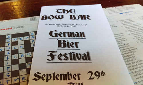 German Bier Festival Menu at the Bow Bar